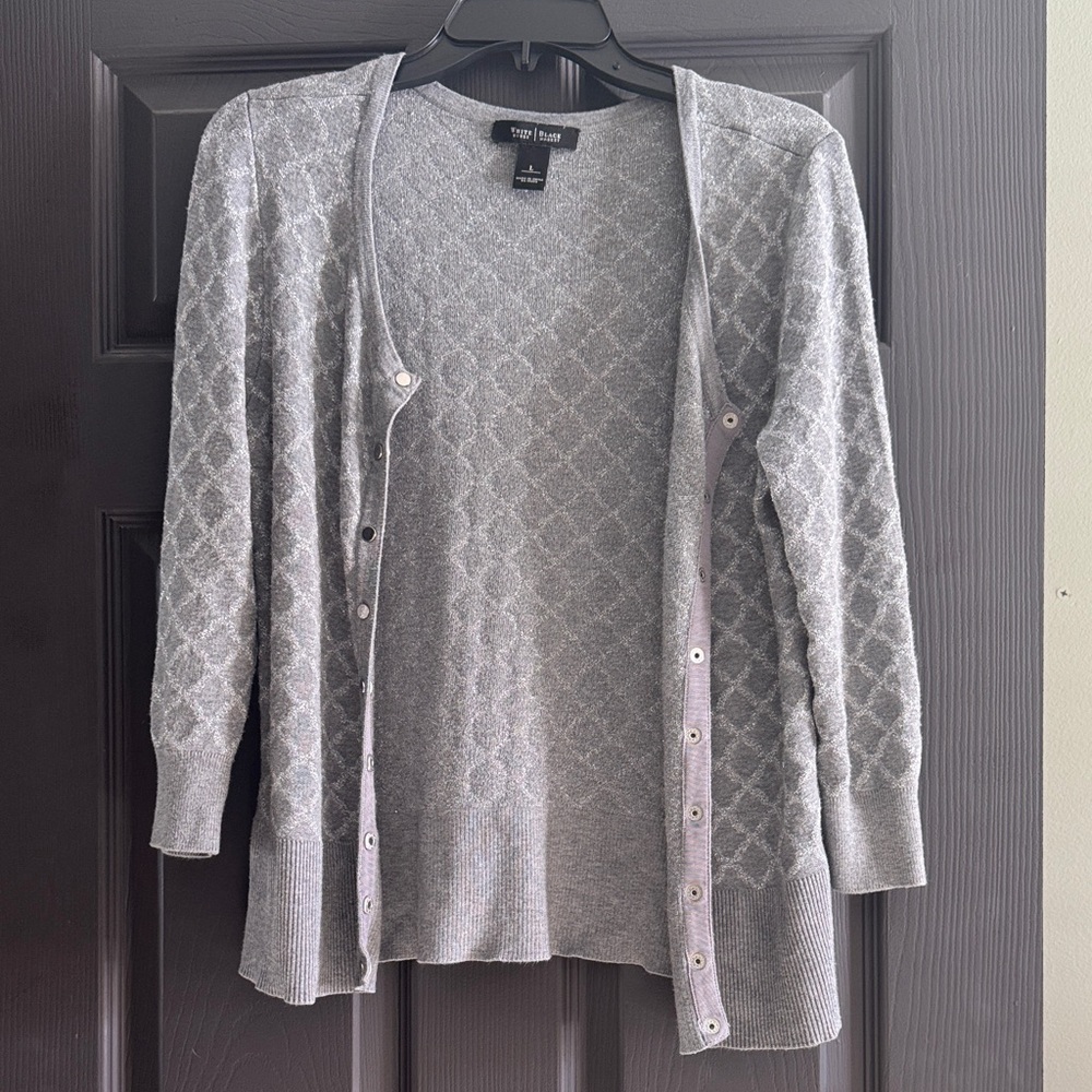 White House Black Market Gray Diamond Cardigan